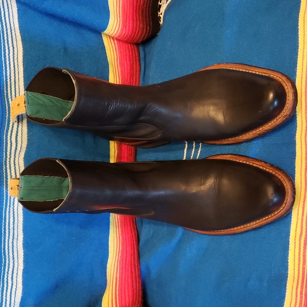 Pskaufman Chelsea Leather Ankle Boots - Black with Brown Trim